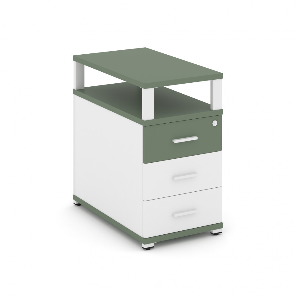 Concept Тумба приставная 3 ящ. с надставкой CN.TGP-001 W Кобо/Белый Бриллиант/Металл Белый 420*720*7