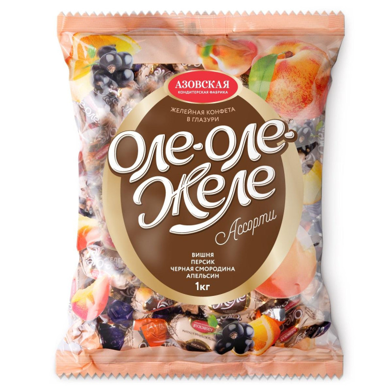 Конфеты желейные Азовская КФ Оле-Оле-Желе Ассорти глазир., 1кг