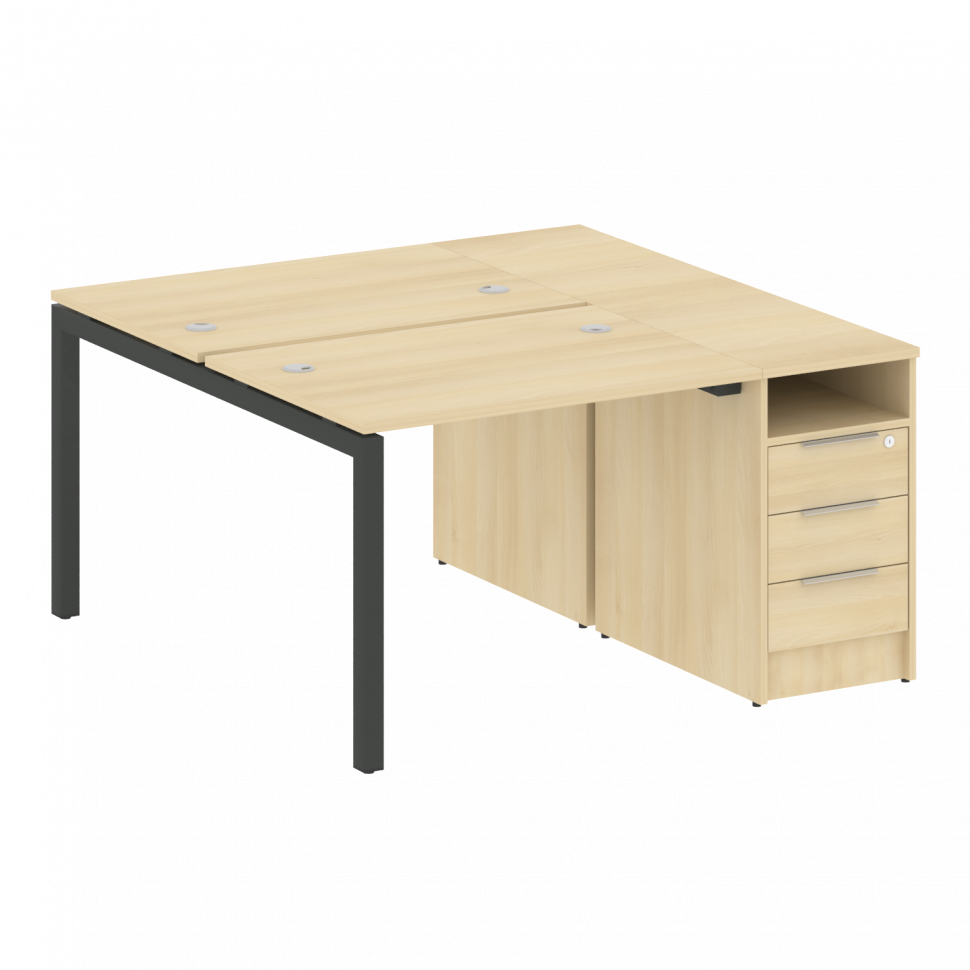 Metal System Quattro Рабочая станция с тумбой на П-образном м/к 50БП.РС-СТП-2.1 Акация Лорка/Металл Metal System Quattro Рабочая станция с тумбой на П-образном м/к 50БП.РС-СТП-2.1 Акация Лорка/Металл