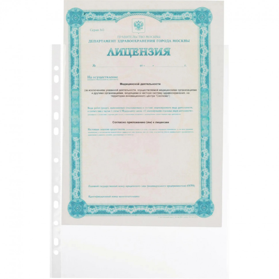 Файл-вкладыш А4 30 мкм  Выбор есть, гладкие с перф, 100шт/уп