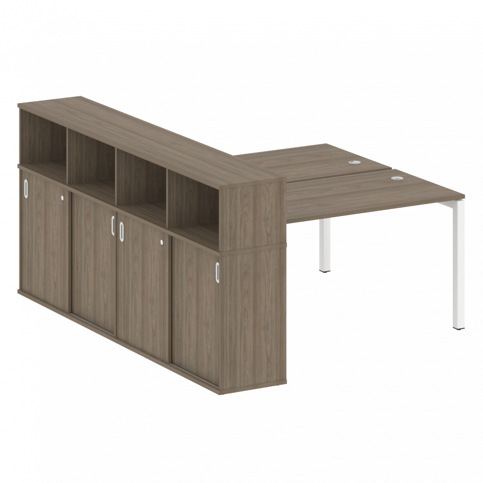 Metal System Quattro Рабочая станция с шкафом-купе на П-образном м/к 50БП.РС-СШК-4.3 Т Вяз Благородн