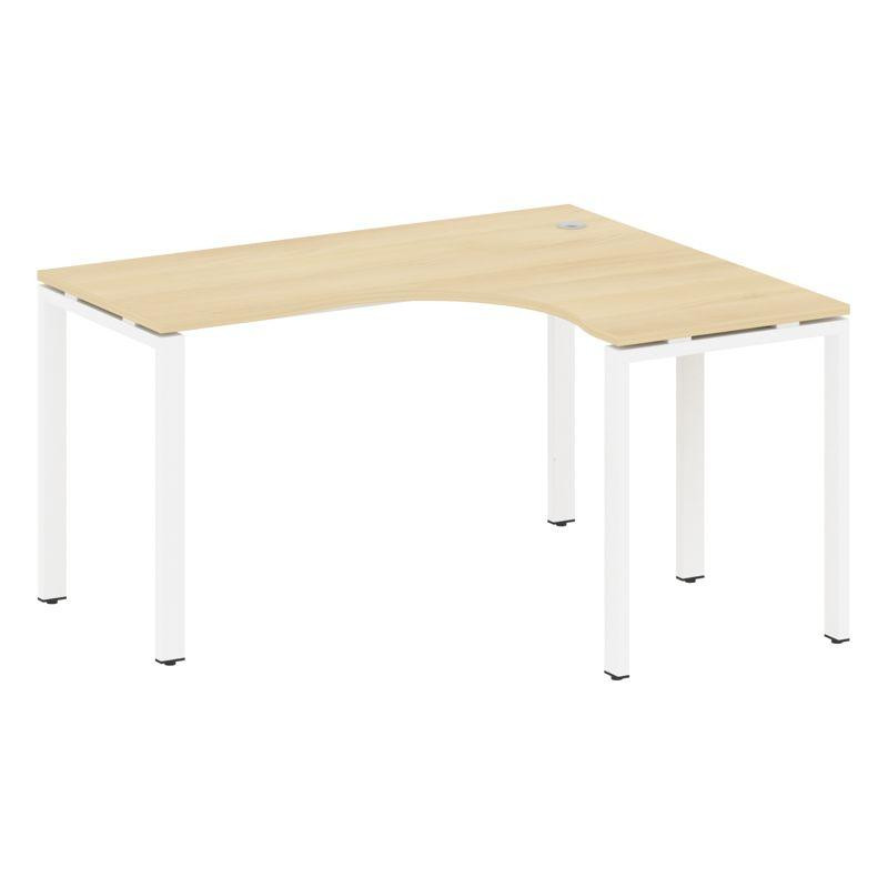 Metal System Стол криволинейный правый на П-образном м/к БП.СА-3 (R) Акация Лорка/Металл Белый 1400*