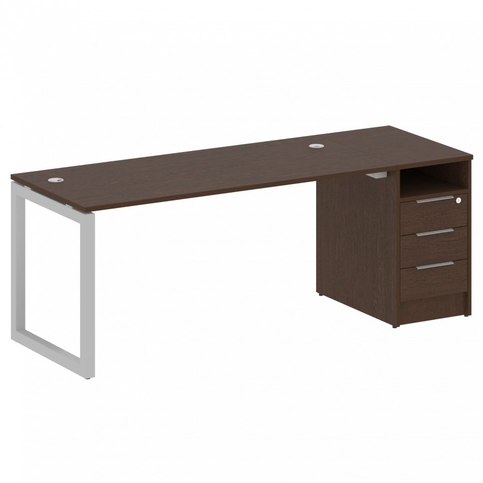Metal System Quattro Рабочая станция с тумбой на О-образном м/к 50БО.РС-СТП-1.4 Венге Цаво/Металл Се Metal System Quattro Рабочая станция с тумбой на О-образном м/к 50БО.РС-СТП-1.4 Венге Цаво/Металл Се