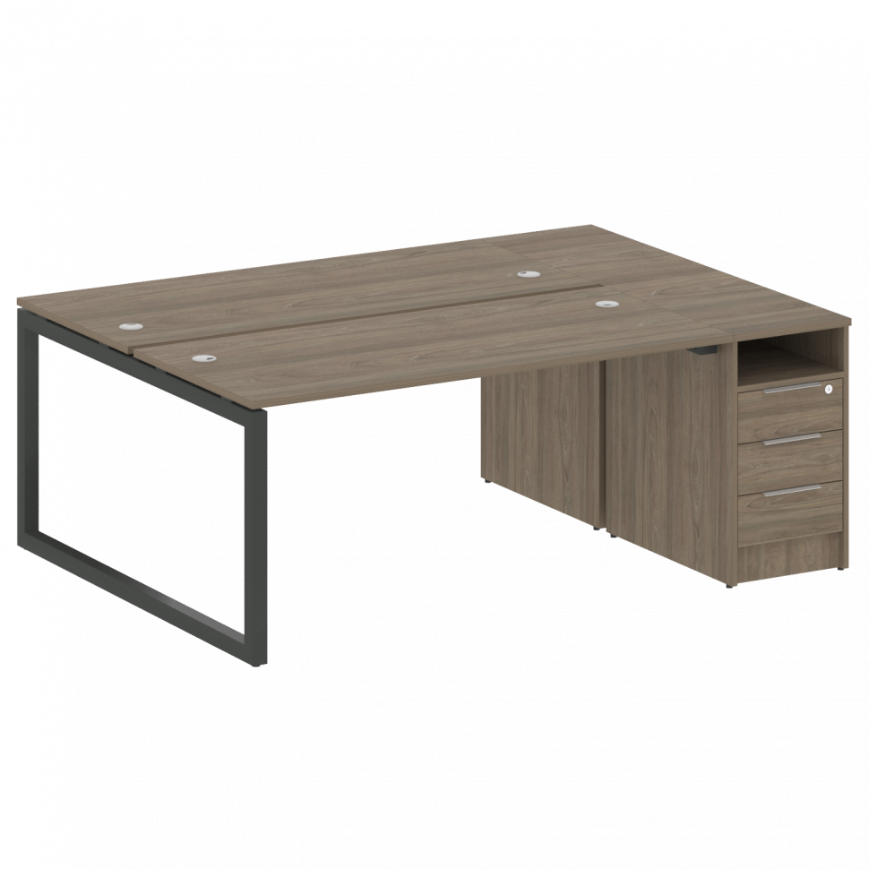 Metal System Quattro Рабочая станция с тумбой на О-образном м/к 50БО.РС-СТП-2.4 Вяз Благородный/Мета Metal System Quattro Рабочая станция с тумбой на О-образном м/к 50БО.РС-СТП-2.4 Вяз Благородный/Мета