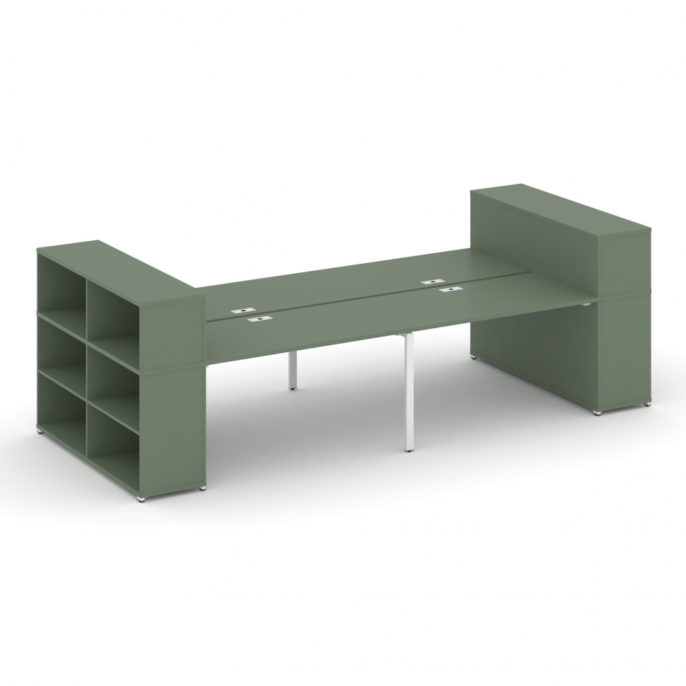 Concept Рабочая станция с опорными стеллажами с надставкой низ. CN.DRS-256 Кобо/Металл Белый 4000*14 Concept Рабочая станция с опорными стеллажами с надставкой низ. CN.DRS-256 Кобо/Металл Белый 4000*14