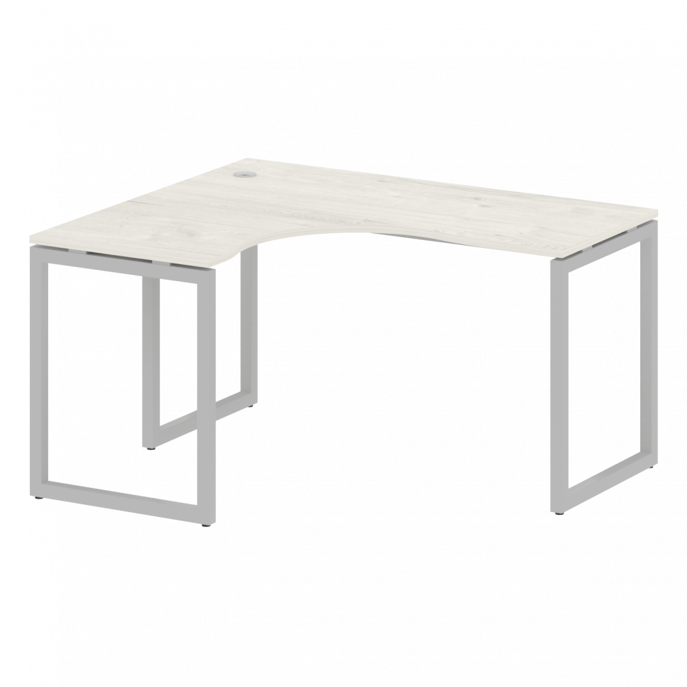 Metal System Quattro Стол криволинейный левый на О-образном м/к 40БО.СА-3 (L) Дуб Наварра/Металл Сер