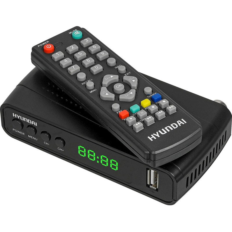 Приставка для цифрового ТВ Hyundai H-DVB520 + WiFi-адаптер черный, DVB-T2 Приставка для цифрового ТВ Hyundai H-DVB520 + WiFi-адаптер черный, DVB-T2