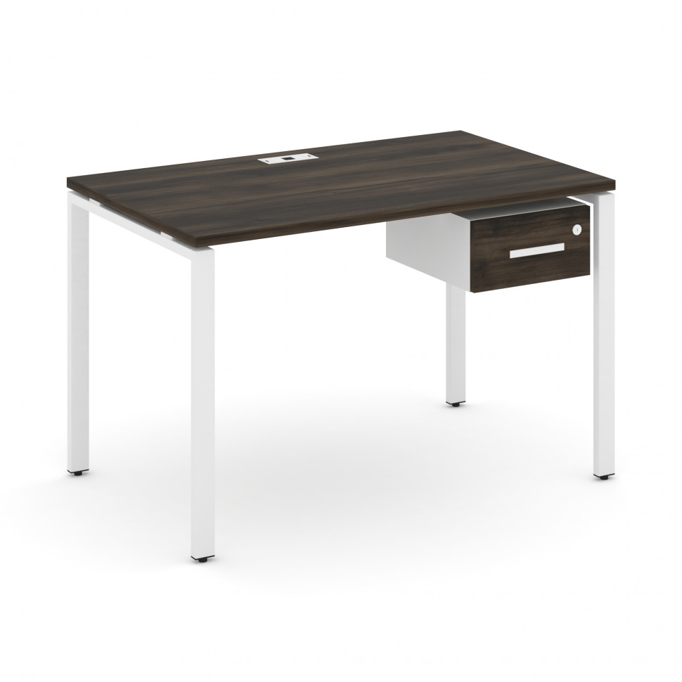 Concept Стол рабочий с подвесной тумбой с одним ящ. CN.SP-110 W Дуб Мали/Белый Бриллиант/Металл Белы