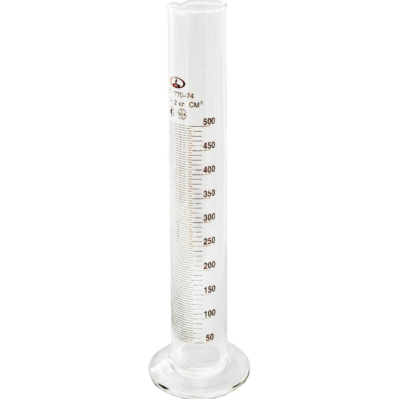 Цилиндр 1-500-2 с нос. и стеклян. основанием, 2 шт/уп, 10004306