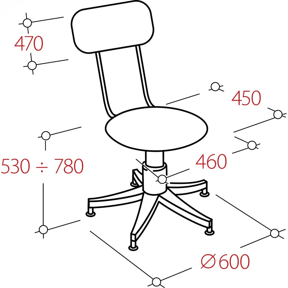 Кресло лабораторное UN_Vito Ring Base gtsN3 выс база, полиур. чер, кр.пласт