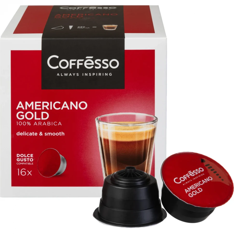 Кофе в капсулах Coffesso Americano Gold Dolce Gusto 16 шт/уп (DG) Кофе в капсулах Coffesso Americano Gold Dolce Gusto 16 шт/уп (DG)