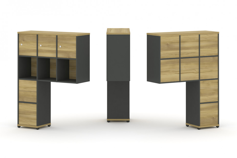 Concept Надставка высокая CN.ONV-006 Дуб Винченцо/Антрацит/Металл Антрацит 1099*350*1486