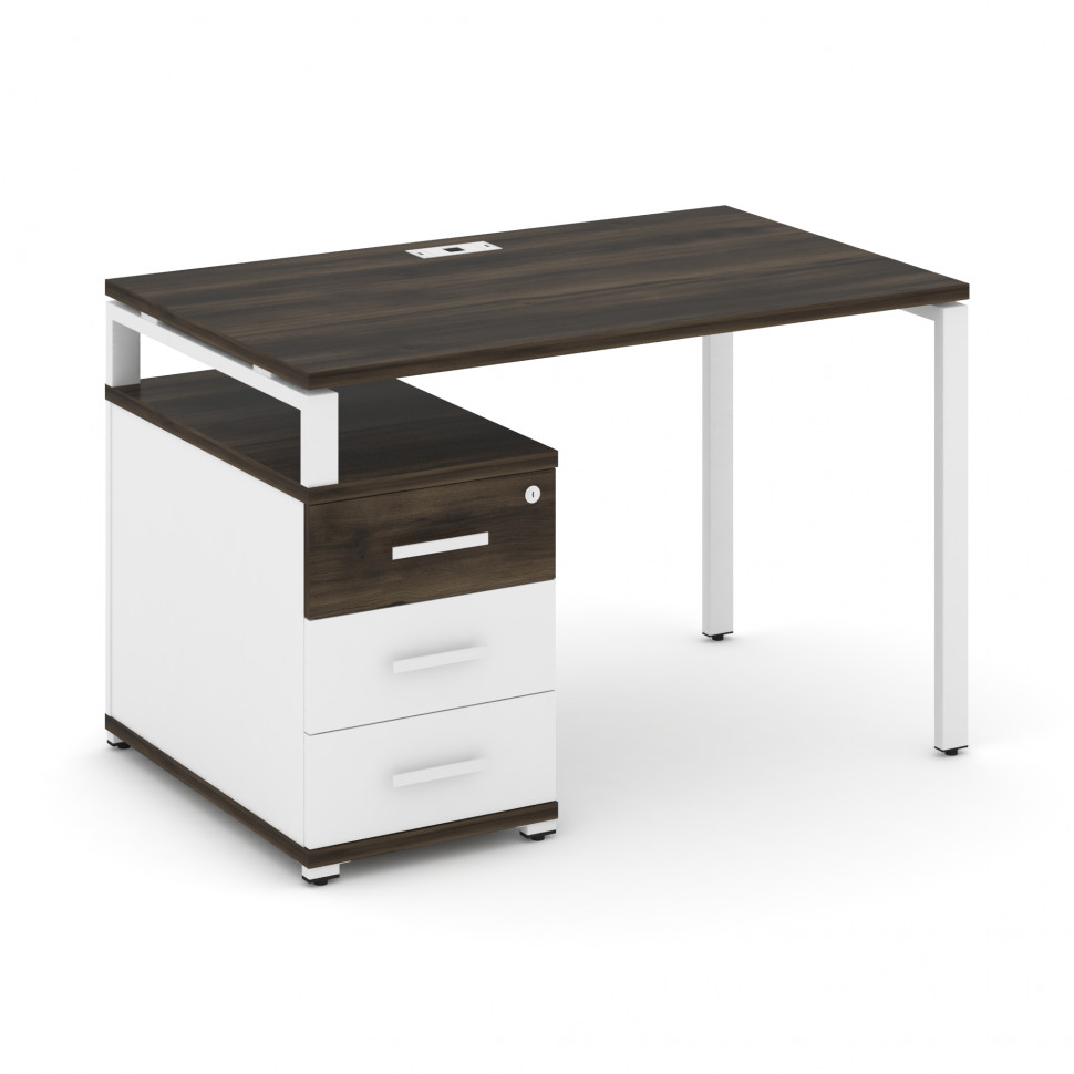 Concept Стол письменный с 1 опорной тумбой CN.SP-302 W Дуб Мали/Белый Бриллиант/Металл Белый 1180/15