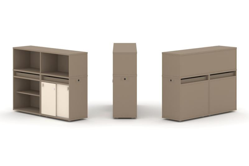 Estetica Набор №9. Тумба двойная+низкая надставка ES.NB.2N-9 Латте/Сатин 1500*410*1135