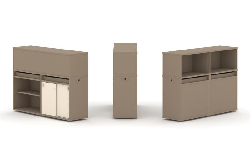 Estetica Набор №9. Тумба двойная+низкая надставка ES.NB.2N-9 Латте/Сатин 1500*410*1135