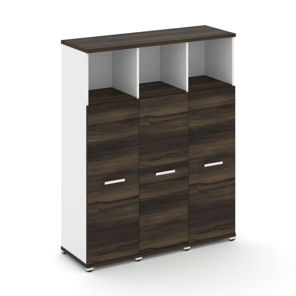 Concept Шкаф 3 узкие секции, 4 ниши CN.STU-433 W Дуб Мали/Белый Бриллиант/Металл Белый 1252*420*1554