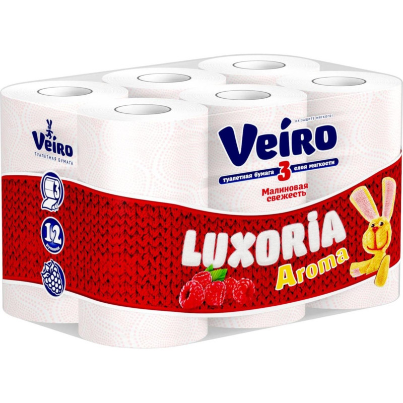 Бумага туалетная Veiro Luxoria 3сл бел цел втул 17м 12рул/уп 5с312