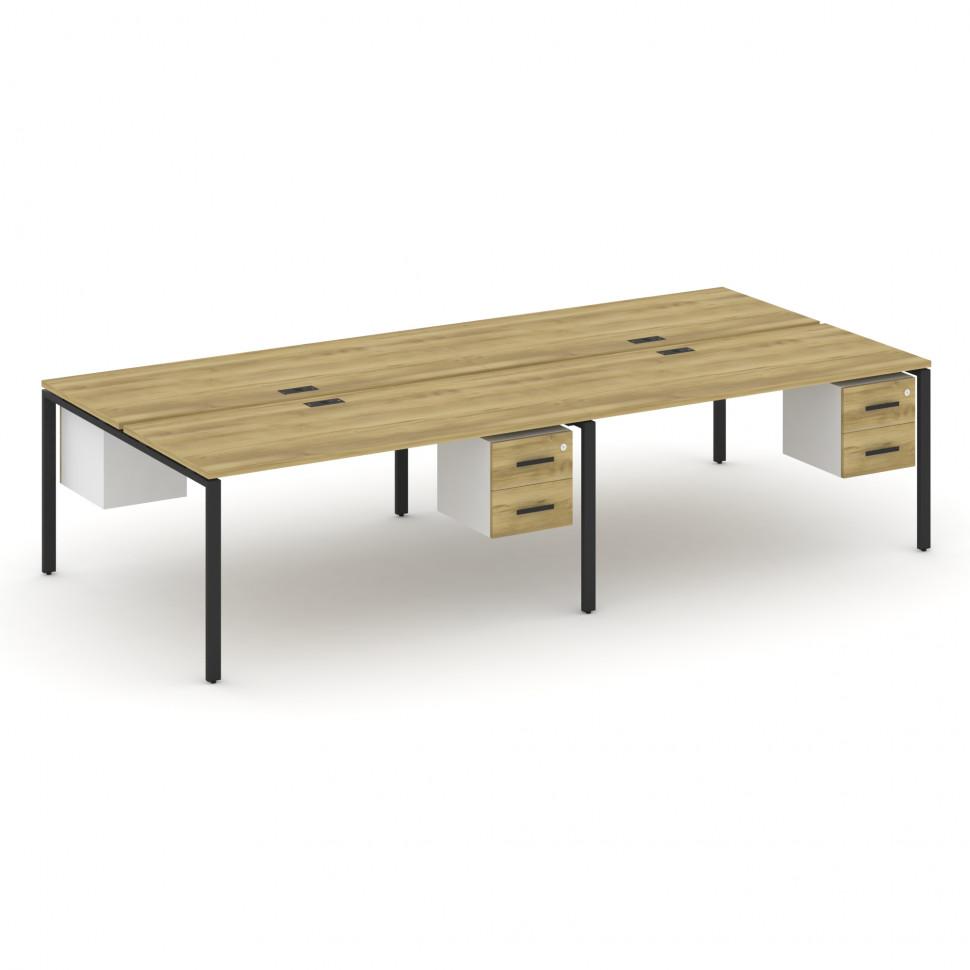 Concept Рабочая станция двухсторонняя с подвесными тумбами на 4 места CN.DRS-136 B Дуб Винченцо/Белы