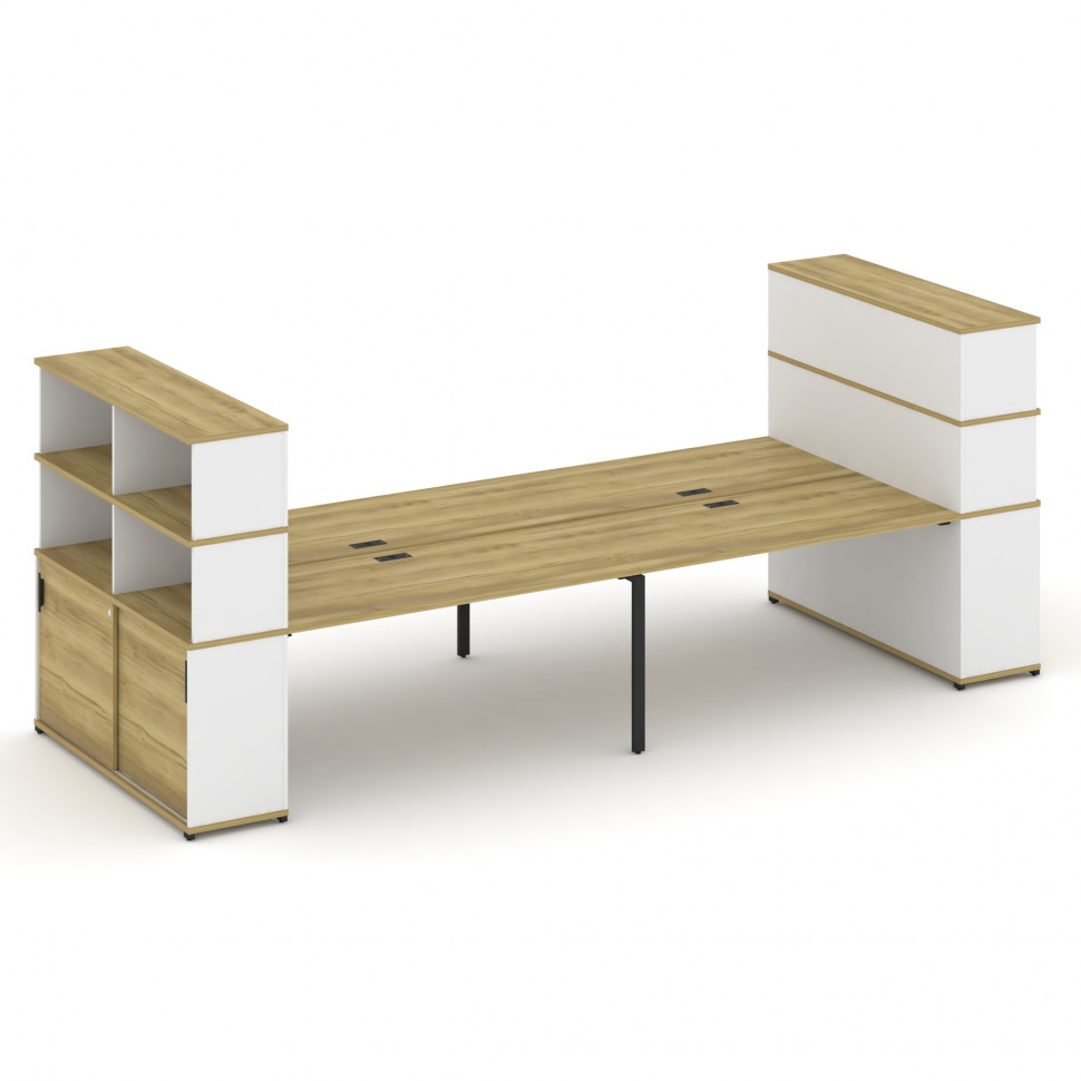 Concept Рабочая станция с опорными шкафами-купе с надставкой выс. CN.DRS-288 B Дуб Винченцо/Белый Бр