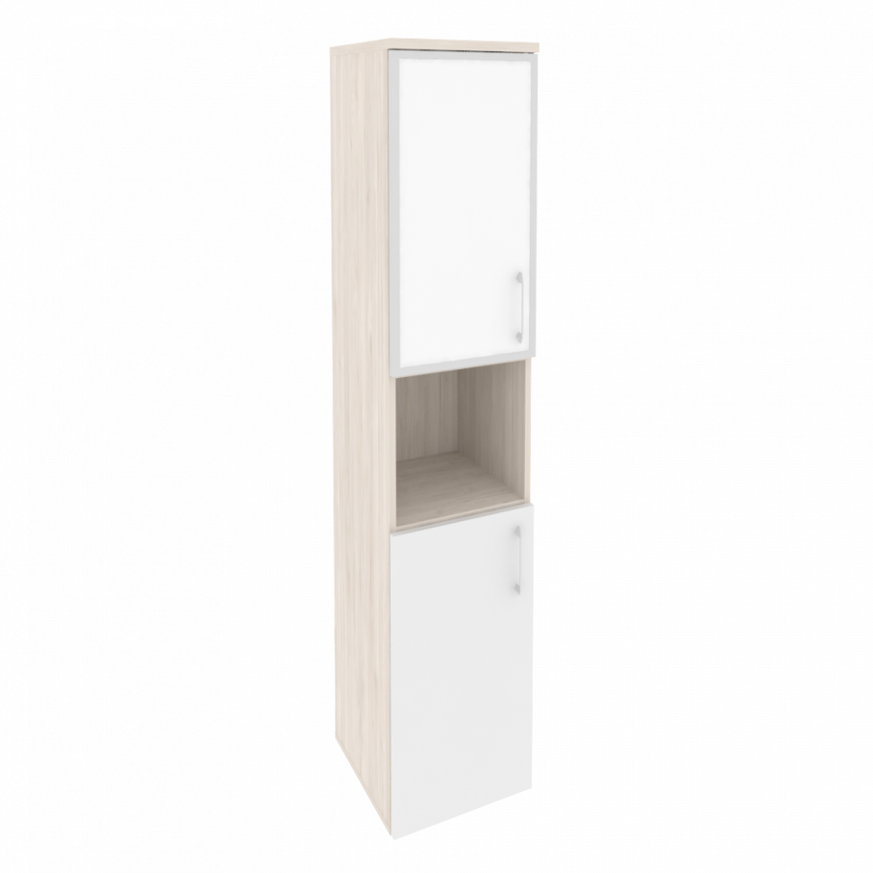 Onix Шкаф высокий узкий левый O.SU-1.4 R (L) white Денвер Светлый/Белый Бриллиант/Стекло White 400*4