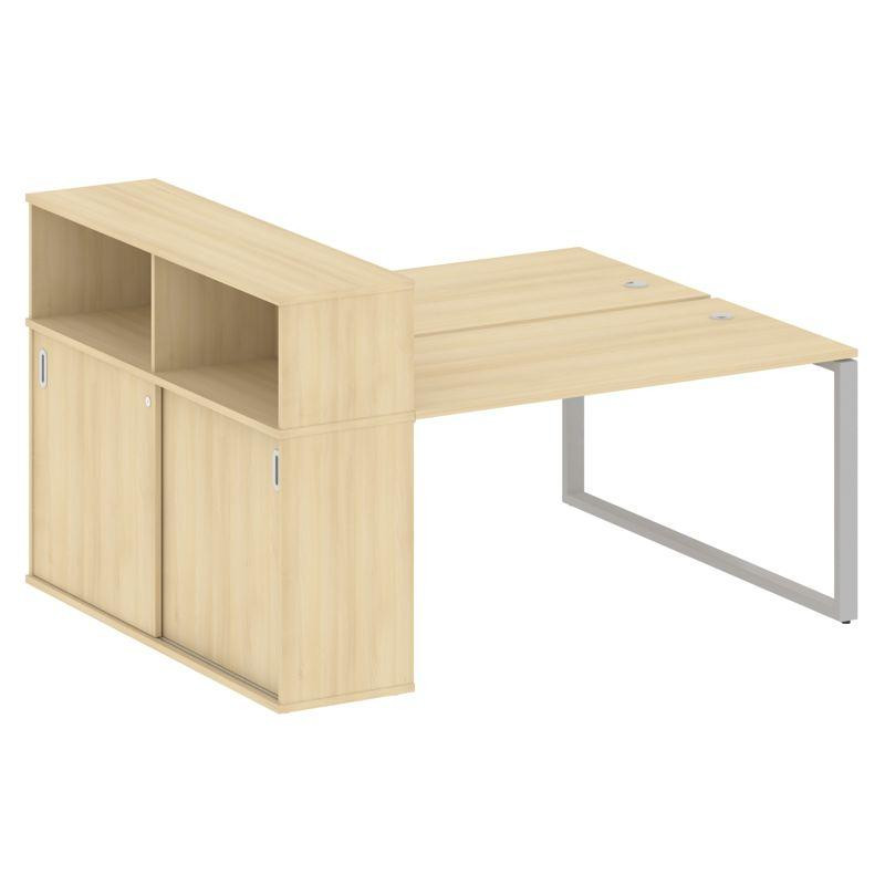 Metal System Рабочая станция с шкафом-купе на О-образном м/к БО.РС-СШК-2.3 Т Акация Лорка/Металл Сер
