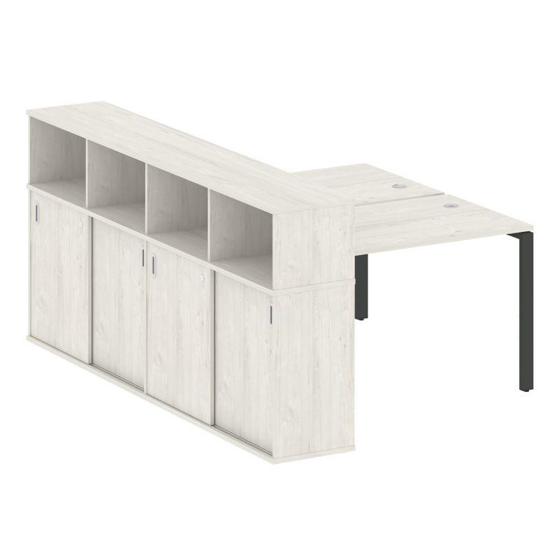 Metal System Рабочая станция с шкафом-купе на П-образном м/к БП.РС-СШК-4.2 Т Дуб Наварра/Металл Антр