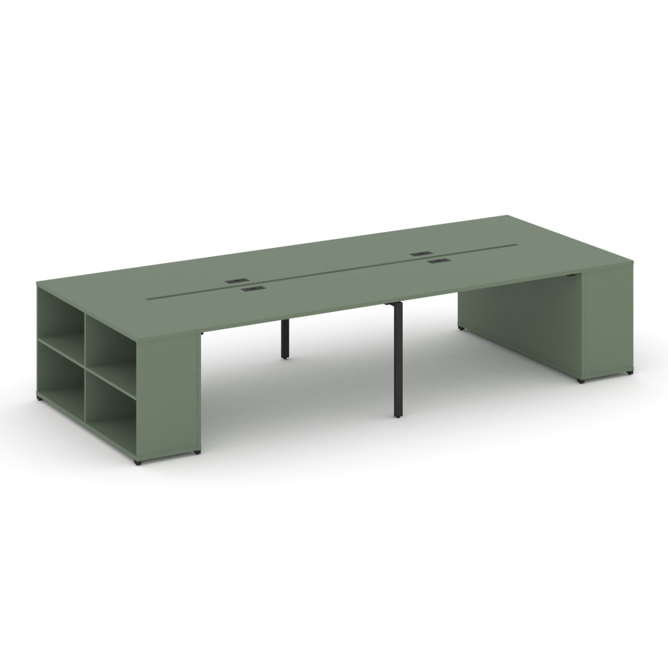 Concept Рабочая станция с опорными стеллажами CN.DRS-246 Кобо/Металл Черный 3200*1480*750