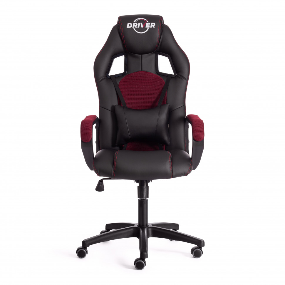 Кресло DRIVER (22) кож/зам/ткань, черный/бордо, 36-6/TW-13