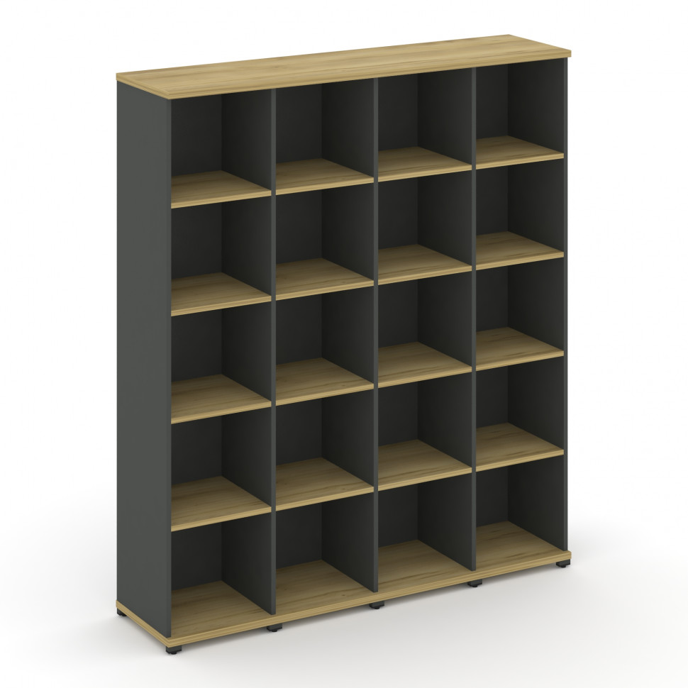 Concept Стеллаж 4 узкие секции, 5 ниш CN.STU-540 Дуб Винченцо/Антрацит/Металл Антрацит 1668*420*1922