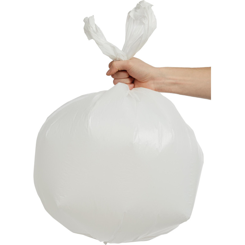 Мешки для мусора ПНД 60л 10мкм 20шт/рул белые 60x90см Комус с ручками