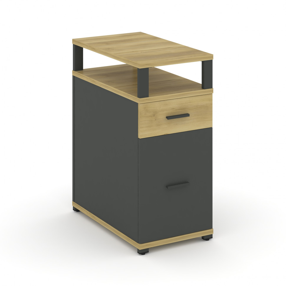 Concept Тумба опорная/приставная 1 ящ.+1 распаш. фасад с надставкой CN.TGO-006 A Дуб Винченцо/Антрац Concept Тумба опорная/приставная 1 ящ.+1 распаш. фасад с надставкой CN.TGO-006 A Дуб Винченцо/Антрац