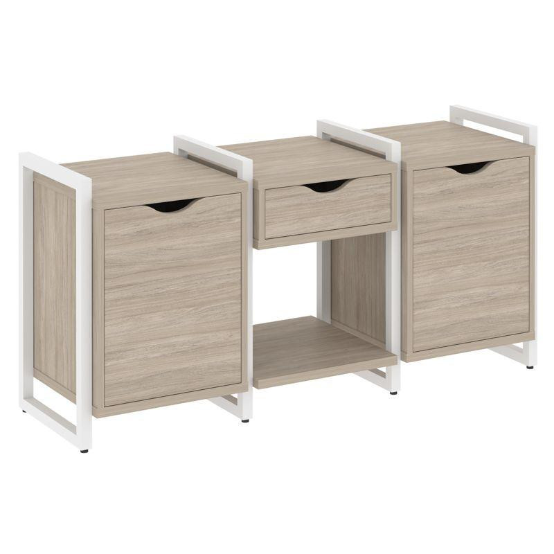 Loft Тумба на регулируемых опорах VR.L-TN-7.O Дуб Аттик/Металл Белый 1440*460*719 Loft Тумба на регулируемых опорах VR.L-TN-7.O Дуб Аттик/Металл Белый 1440*460*719