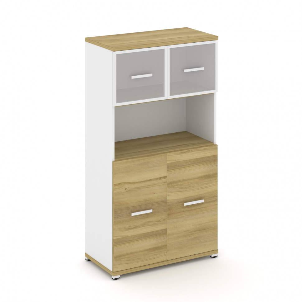 Concept Шкаф 1 широкая секция, 4 ниши CN.STS-415 RMW W Дуб Винченцо/Белый Бриллиант/Металл Белый/Сат