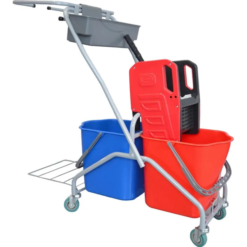 Тележка уборочная с отжимом мет.каркас держат. для мешка лоток 2х20л 22EF/6