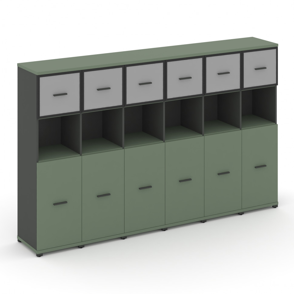 Concept Шкаф 6 узких секций, 4 ниши CN.STU-465 RMB A Кобо/Антрацит/Металл Антрацит/Сатин 2500*420*15