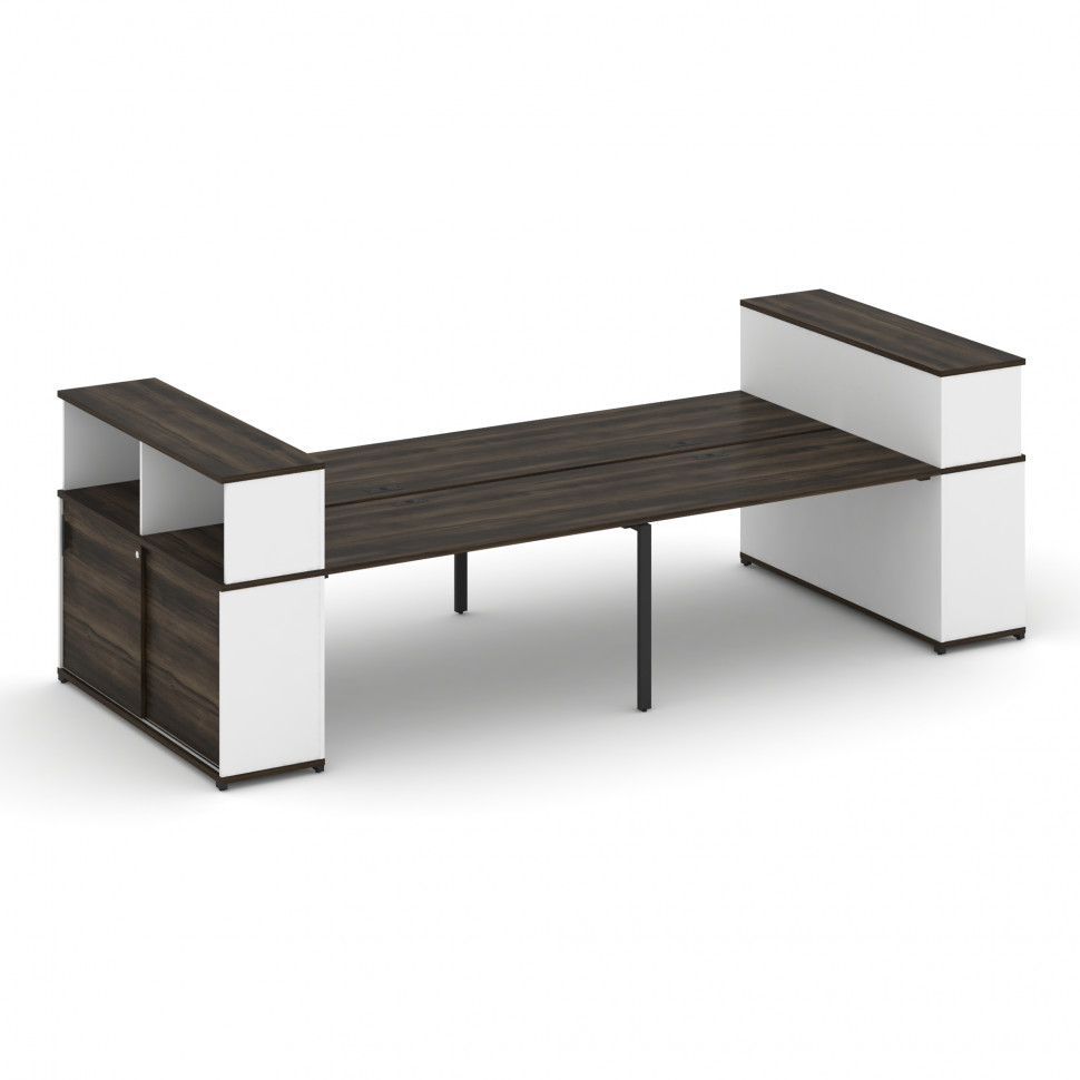 Concept Рабочая станция с опорными шкафами-купе с надставкой низ. CN.DRS-283 B Дуб Мали/Белый Брилли