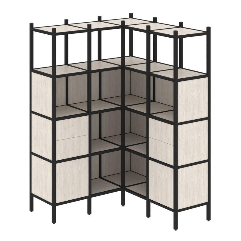 Loft Угловой внутренний стеллаж VR.L-33 Денвер Светлый/Металл Черный 1278*1278*1869 Loft Угловой внутренний стеллаж VR.L-33 Денвер Светлый/Металл Черный 1278*1278*1869