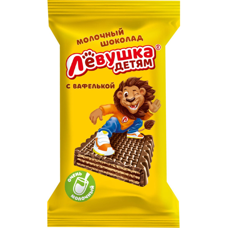 Шоколад Левушка детям молочный с вафлями флоупак 27,5 30шт/уп