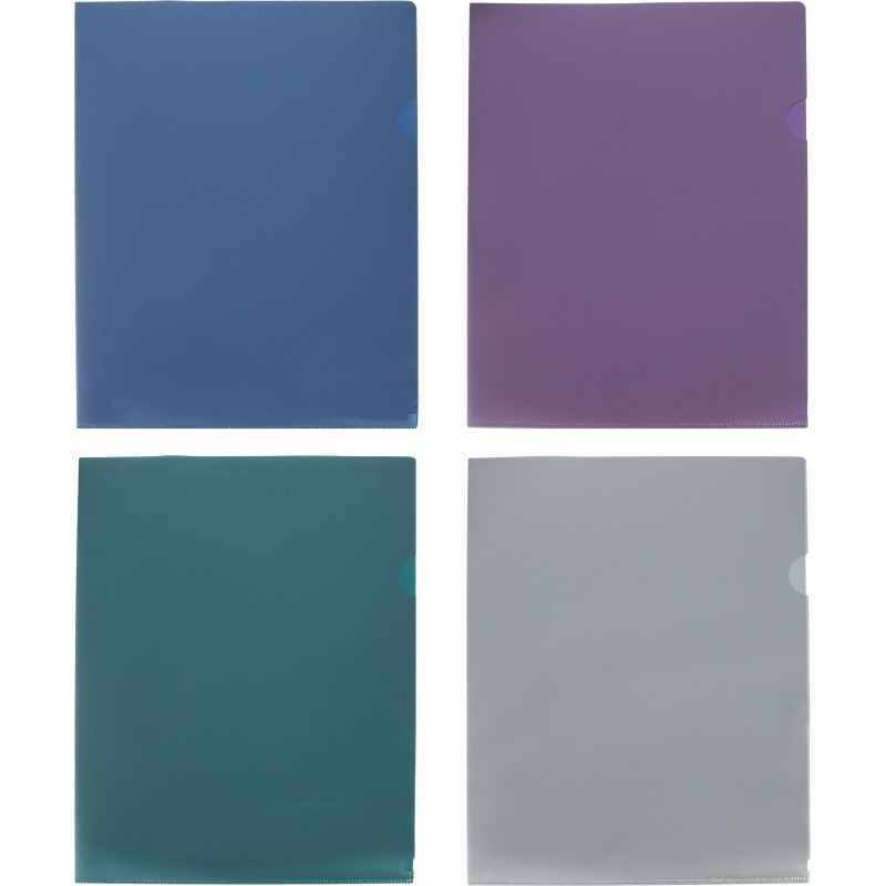 Папка уголок Attache Metallics А4 200мкм 4шт/уп (срн/зел/сер/син)