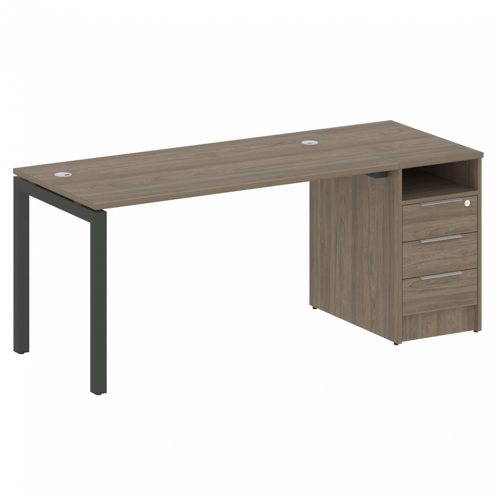 Metal System Quattro Рабочая станция с тумбой на П-образном м/к 50БП.РС-СТП-1.3 Вяз Благородный/Мета