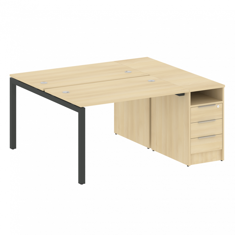 Metal System Quattro Рабочая станция с тумбой на П-образном м/к 50БП.РС-СТП-2.2 Акация Лорка/Металл Metal System Quattro Рабочая станция с тумбой на П-образном м/к 50БП.РС-СТП-2.2 Акация Лорка/Металл