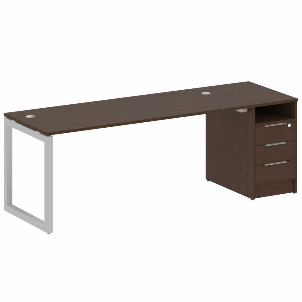 Metal System Quattro Рабочая станция с тумбой на О-образном м/к 50БО.РС-СТП-1.5 Венге Цаво/Металл Се Metal System Quattro Рабочая станция с тумбой на О-образном м/к 50БО.РС-СТП-1.5 Венге Цаво/Металл Се