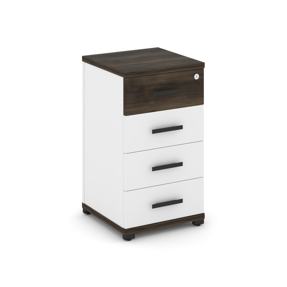 Concept Тумба опорная/приставная 4 ящ. CN.TUO-002 B Дуб Мали/Белый Бриллиант/Металл Черный 420*420*7