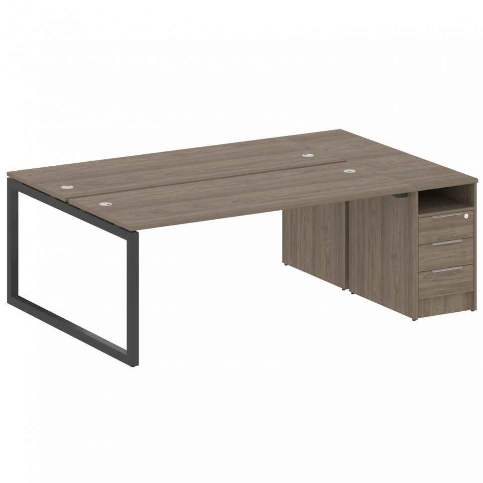 Metal System Quattro Рабочая станция с тумбой на О-образном м/к 50БО.РС-СТП-2.5 Вяз Благородный/Мета