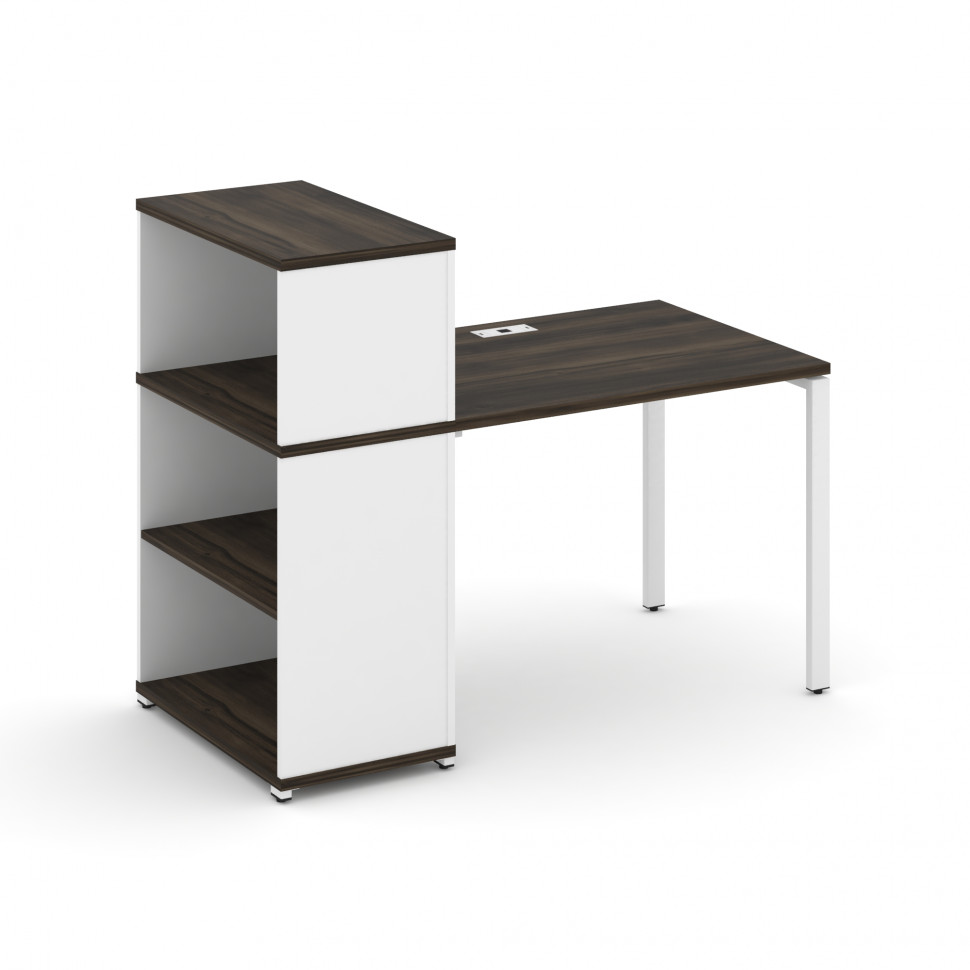 Concept Стол рабочий с опорным стеллажом с надставкой низ. CN.SP-209 Дуб Мали/Белый Бриллиант/Металл