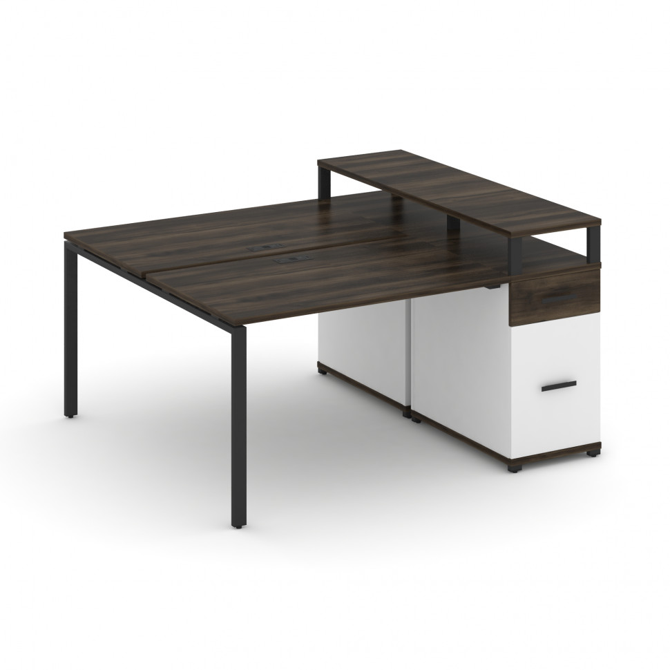 Concept Рабочая станция с 1 опорной тумбой CN.DRS-414 B Дуб Мали/Белый Бриллиант/Металл Черный 1600*