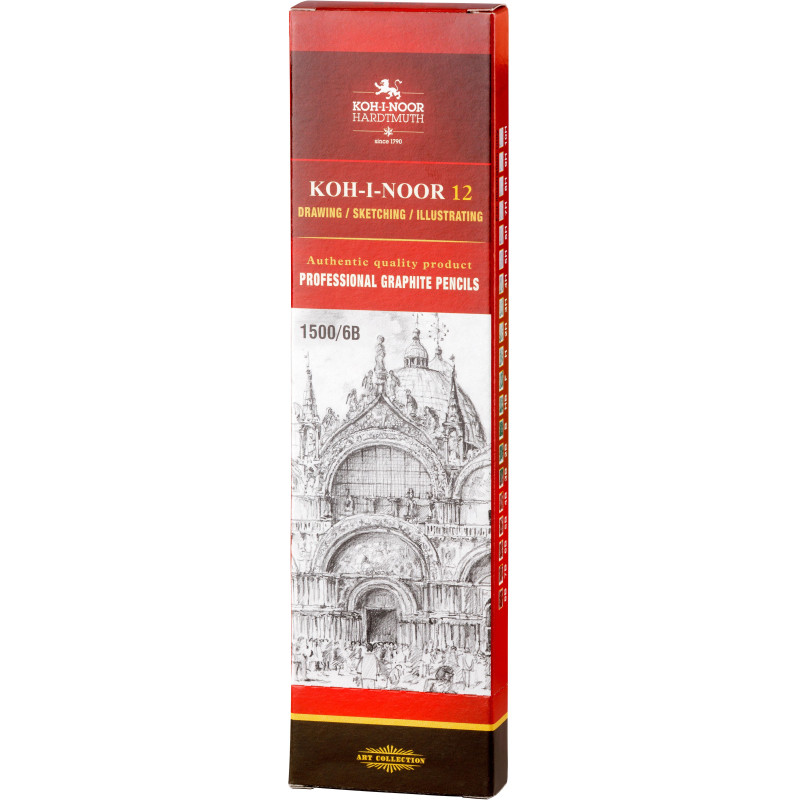 Карандаш чернографитный KOH-I-NOOR 1500/6B, б/ласт,  150006B01170RU