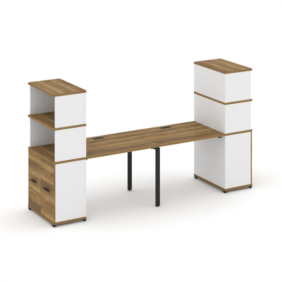 Concept Рабочая станция с опорными распаш. шкафами с надставкой выс. CN.ORS-229 B Сандал Янтарный/Бе Concept Рабочая станция с опорными распаш. шкафами с надставкой выс. CN.ORS-229 B Сандал Янтарный/Бе