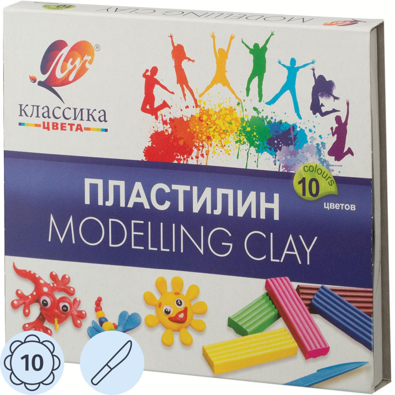 Пластилин классический Луч Классика 10 цв 200 гр со стеком