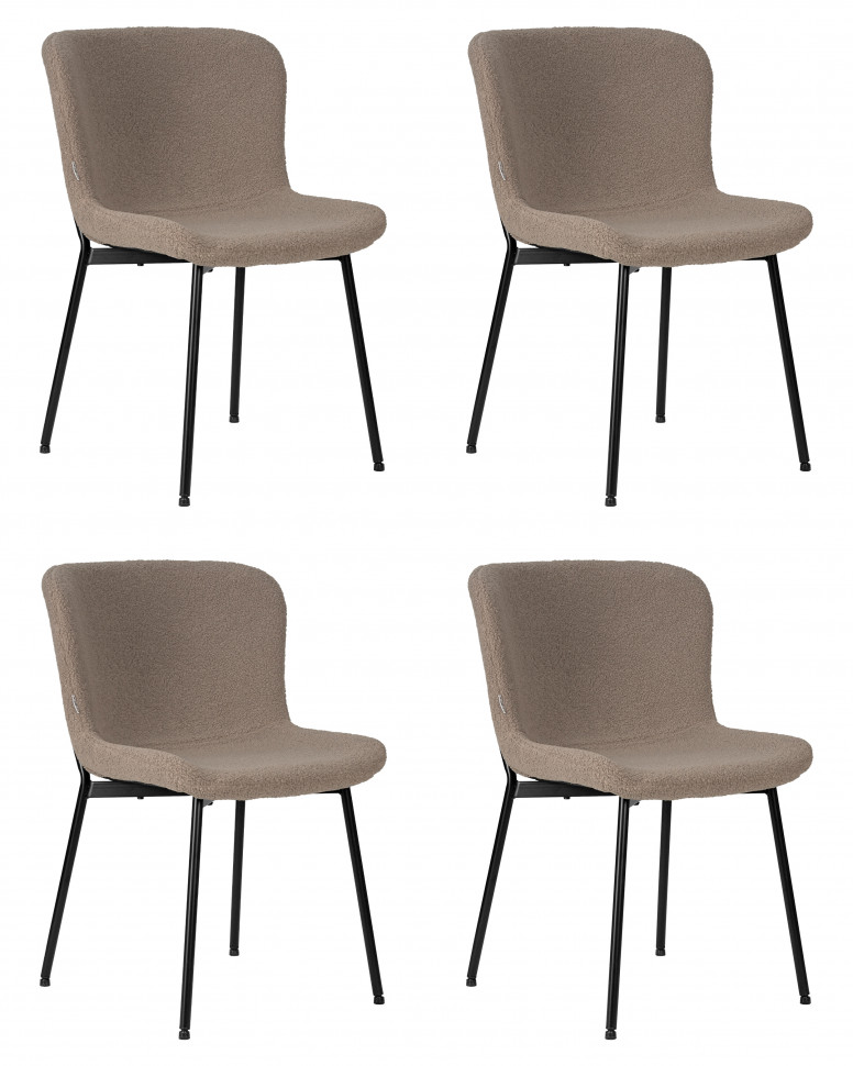 Набор 4 шт Стул обеденный DOBRIN MILO, черные ножки, бежевый букле (UF992-04)